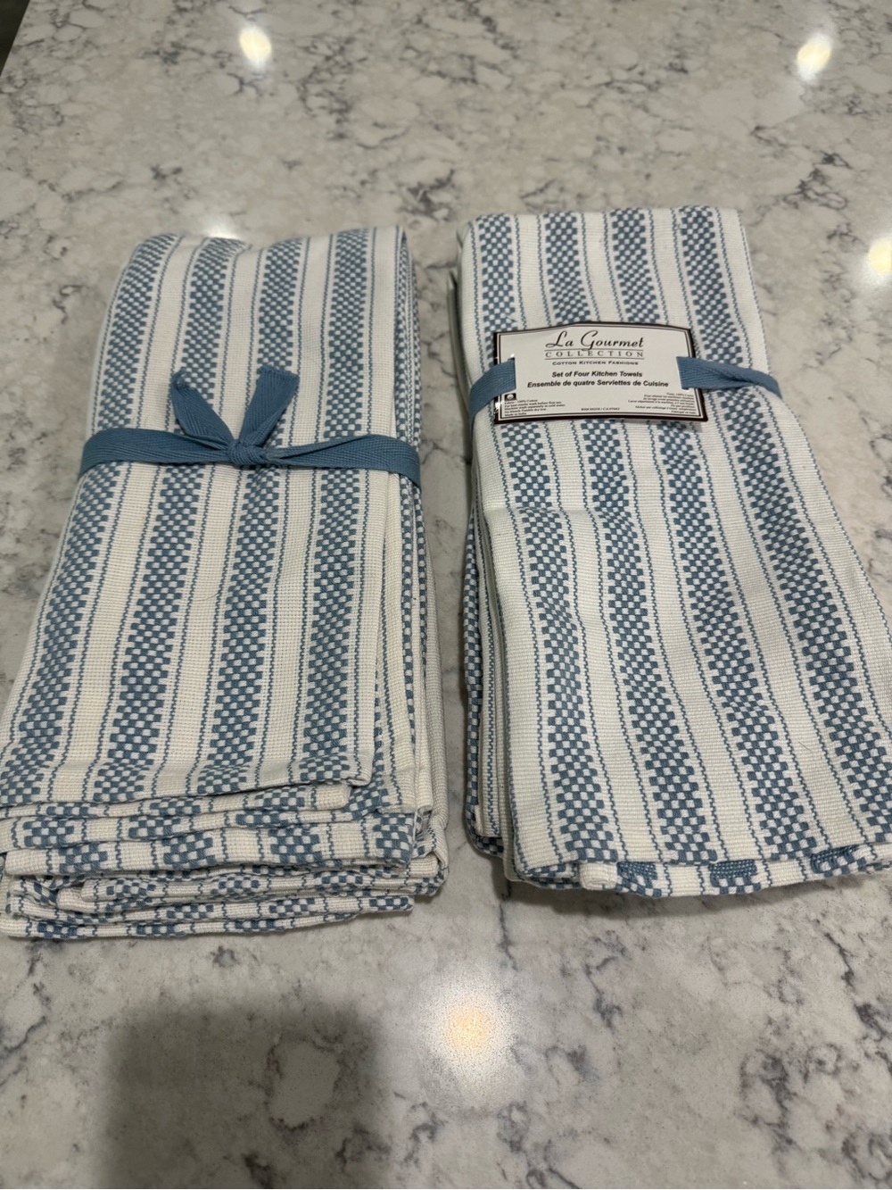 La Gourmet Blue and White Striped Cotton Kitchen Towels (8)2 sets of 4 NWT
